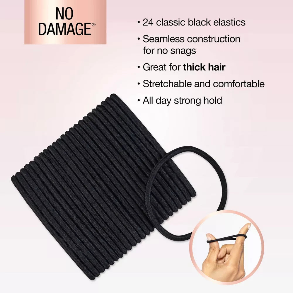 scünci No Damage Elastic Hair Ties - Black, 24 count-043194178292-LR-204211-5-LR eShop