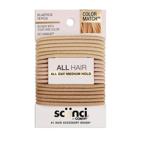 scünci No Damage Elastic Hair Ties - Blonde, 18 count-043194201099-LR-292039-1-LR eShop