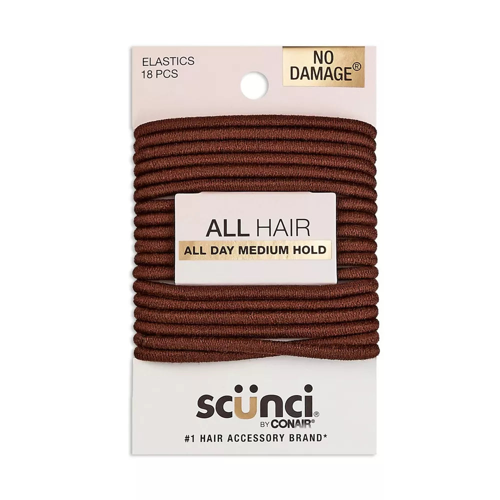 scünci No Damage Elastic Hair Ties - Brown, 18 count-043194167760-LR-165050-1-LR eShop
