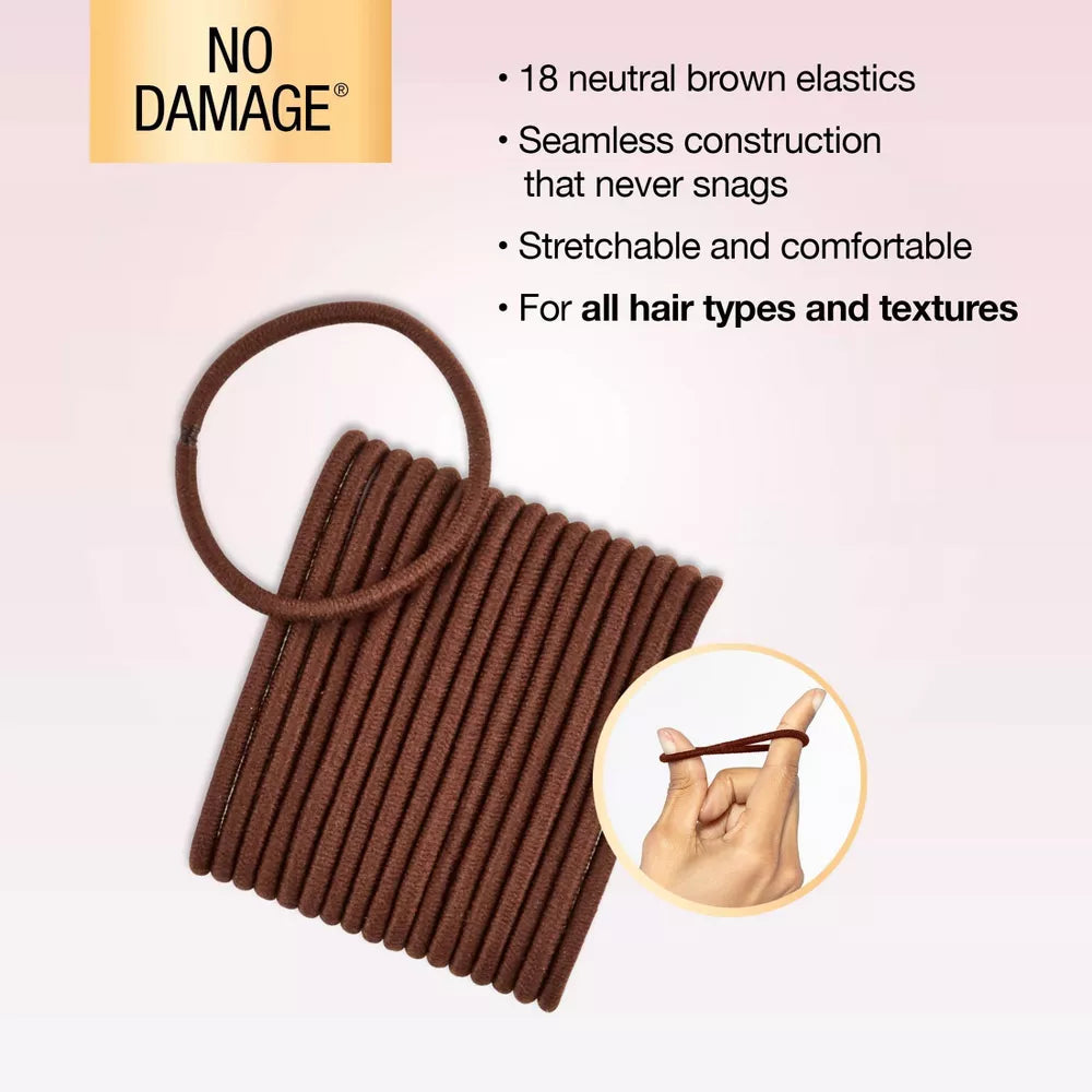 scünci No Damage Elastic Hair Ties - Brown, 18 count-043194167760-LR-165050-5-LR eShop