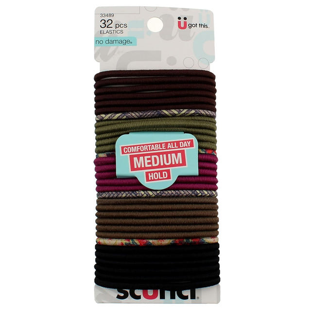 scünci No Damage Flat Printed & Round Hair Ties - Midtone Mixed, 32 count-043194334896-LR-333738-1-LR eShop