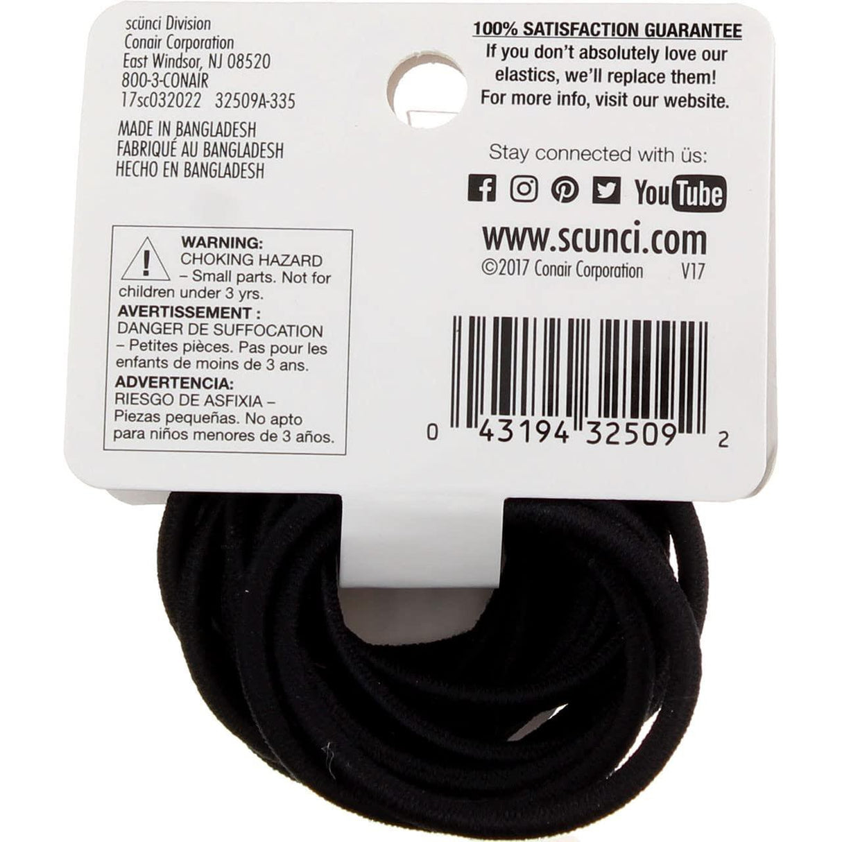 scünci No Damage Hair Elastics For Fine Hair - Black, 15 count-043194325092-LR-332518-2-LR eShop
