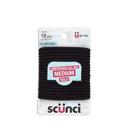 Scünci No Damage Hair Elastics Medium, Black, 18 CT-043194167753-LR-157051-1-LR eShop