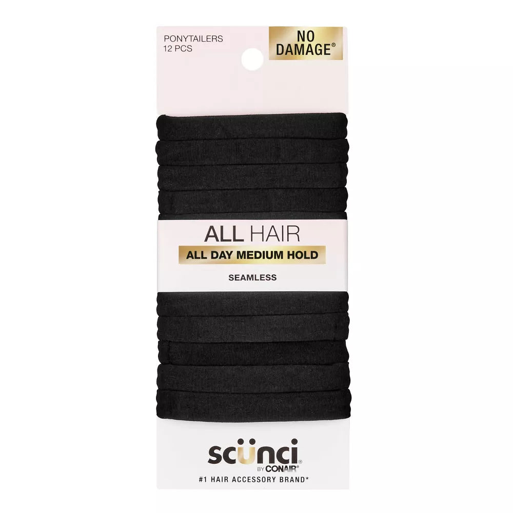 scünci No Damage Hosiery Elastic Ponytailer - Black, 12 count-043194101474-LR-360871-1-LR eShop