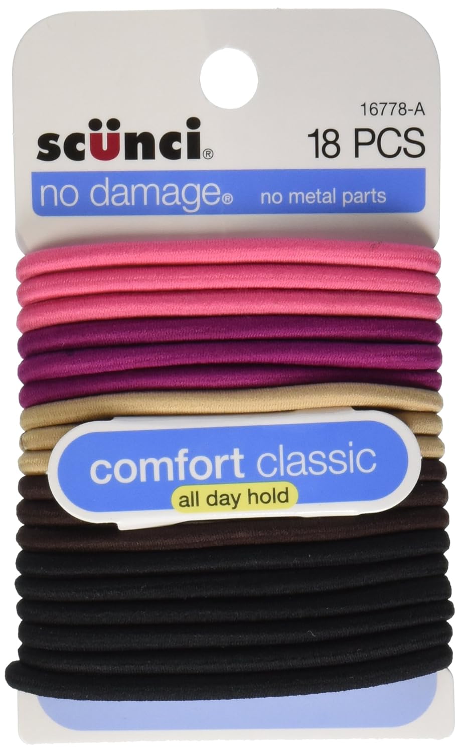 scünci No Damage Medium Hold Hair Elastics - Assorted Neutrals, 18 count-043194167784-LR-157053-1-LR eShop