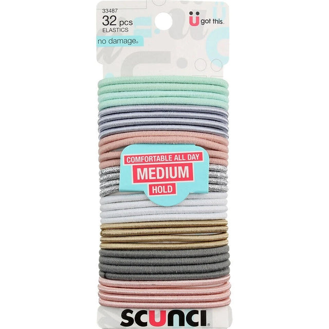 scünci No Damage Medium Hold Hair Elastics - Assorted Pastels, 32 count-043194334872-LR-335058-1-LR eShop