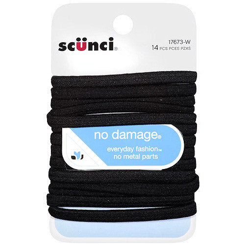 scünci No Damage Medium Hold Hair Elastics - Black, 14 count-043194176731-LR-178355-1-LR eShop