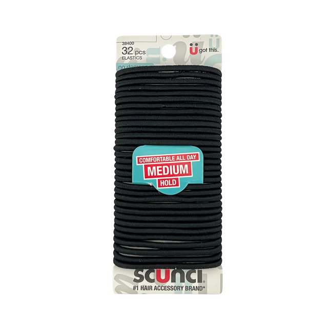 scünci No Damage Medium Hold Hair Elastics - Black, 32 count-043194384006-LR-321016-1-LR eShop