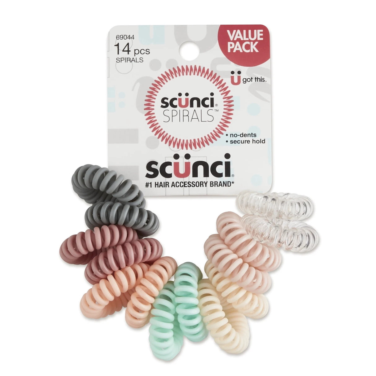 scünci No-Damage Plastic Coiled Hair Spirals - Assorted Pastels, 14 count-043194690442-LR-351458-1-LR eShop