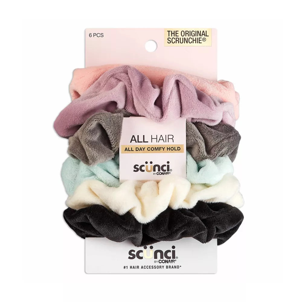 scünci No Damage Plush Velour Scrunchies - Neutrals, 6 count-043194351473-LR-348443-1-LR eShop