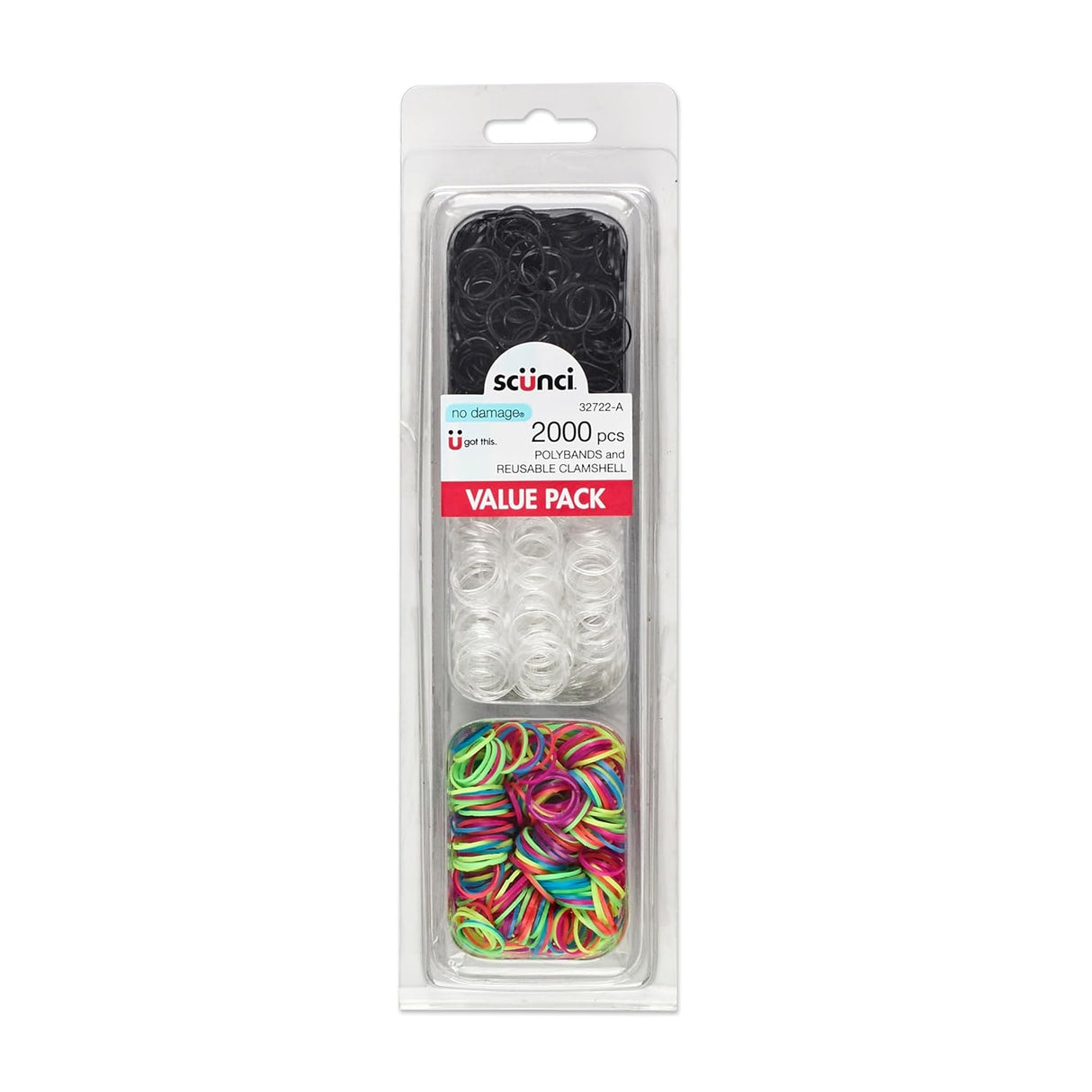 scünci No Damage Polyband Value Pack - Assorted Colors, 2000 count-043194327225-LR-352773-1-LR eShop