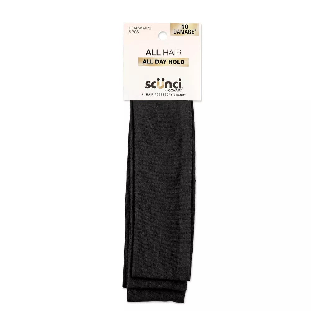 scünci No Damage Stretch Fabric Headbands - Black, 5 count-043194385454-LR-354159-1-LR eShop