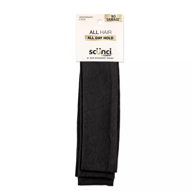 scünci No Damage Stretch Fabric Headbands - Black, 5 count-043194385454-LR-354159-1-LR eShop