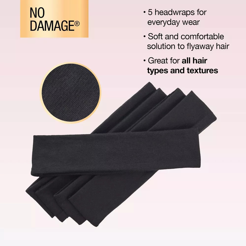 scünci No Damage Stretch Fabric Headbands - Black, 5 count-043194385454-LR-354159-5-LR eShop