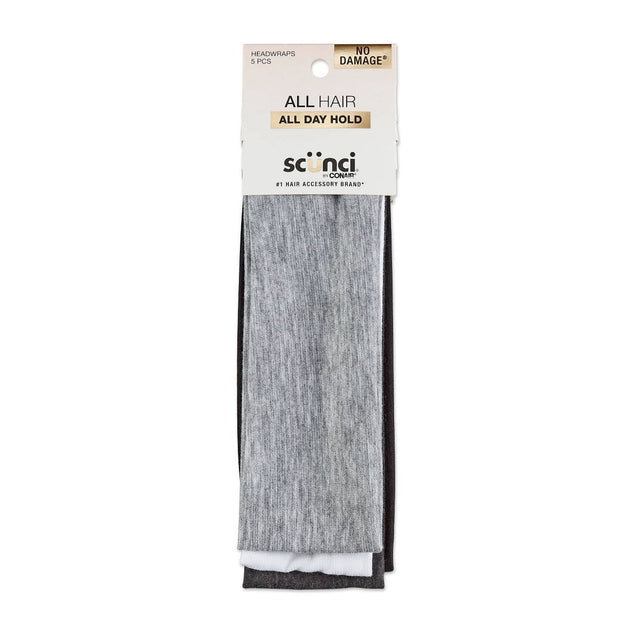 scünci No Damage Stretch Fabric Headbands - Blacks, White, and Grays, 5 count-043194392704-LR-274562-1-LR eShop