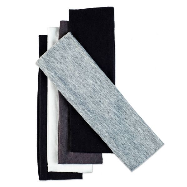 scünci No Damage Stretch Fabric Headbands - Blacks, White, and Grays, 5 count-043194392704-LR-274562-2-LR eShop