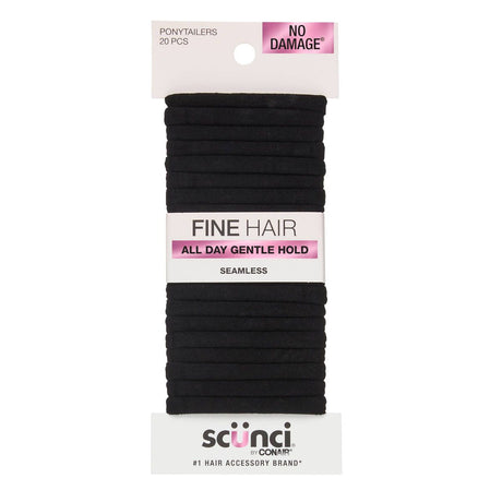scünci No Damage Super Comfy Hosiery Elastic Hair Tie Ponytailers - Black, 20 count-043194101481-LR-364133-1-LR eShop