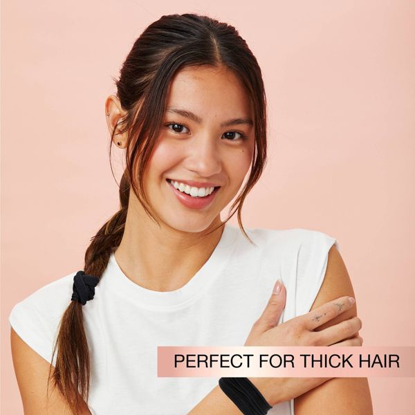 scünci No Damage Super Comfy Hosiery Elastic Hair Tie Ponytailers for Thick Hair - Black, 10 count-043194101498-LR-361972-3-LR eShop