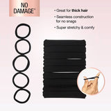 scünci No Damage Super Comfy Hosiery Elastic Hair Tie Ponytailers for Thick Hair - Black, 10 count-043194101498-LR-361972-5-LR eShop