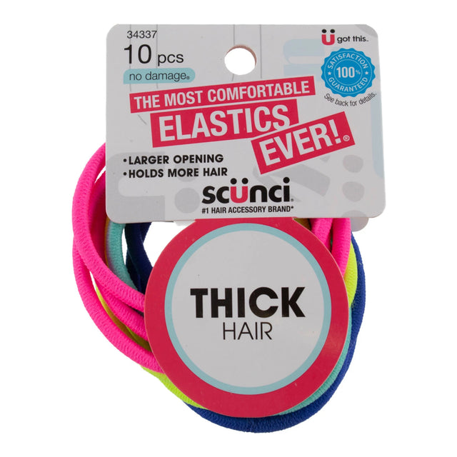 scünci No Damage Thick Hair Elastics - Assorted Neons, 10 count-043194343379-LR-342228-1-LR eShop