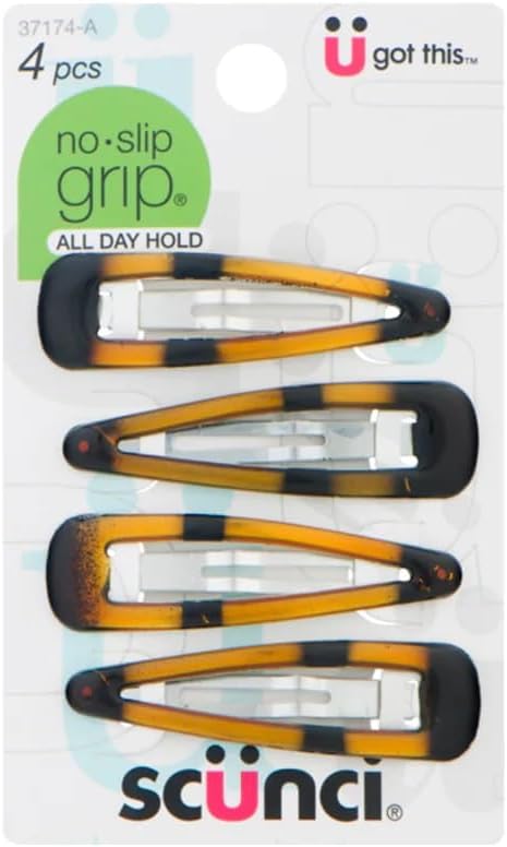 scünci No-Slip Grip All Day Hold Epoxy Hair Barrettes - Tortoise, 4 count-043194371747-LR-335025-1-LR eShop