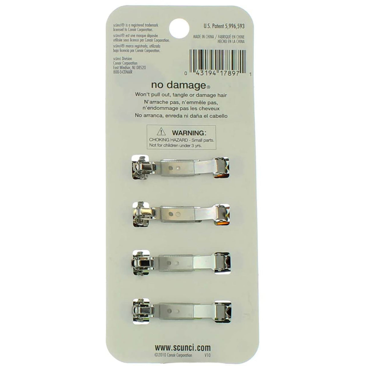 scünci No-Slip Grip Auto Clasp Barrettes, 4 count-043194178971-LR-169660-2-LR eShop