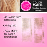 scünci No-Slip Grip Beautiful Blends Bobby Pins - Blonde & Brunette, 48 count-043194374229-LR-201262-3-LR eShop