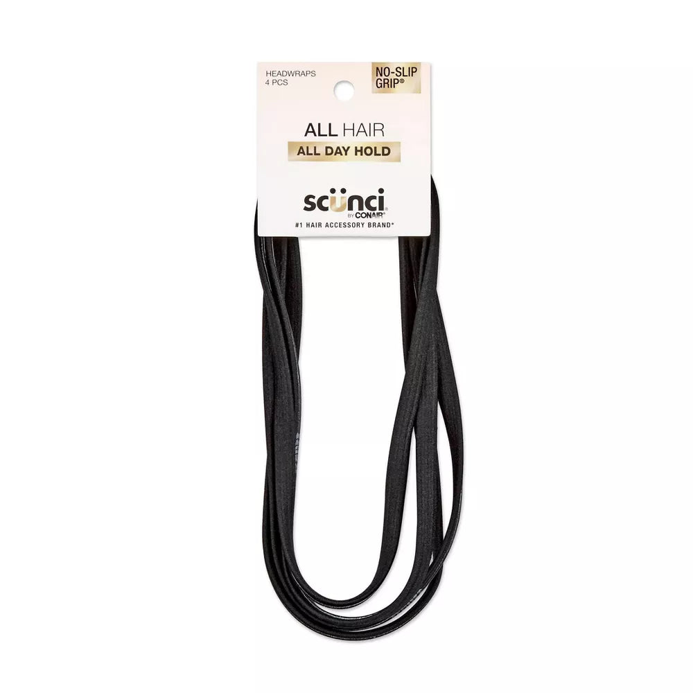 scünci No-Slip Grip Headbands - Black, 4 count-043194583232-LR-178364-1-LR eShop