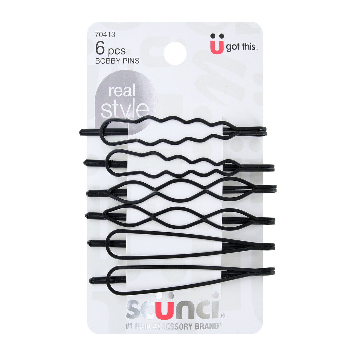 scünci Open-Center Shaped Bobby Pins - Matte Black, 6 count-043194704132-LR-348450-1-LR eShop