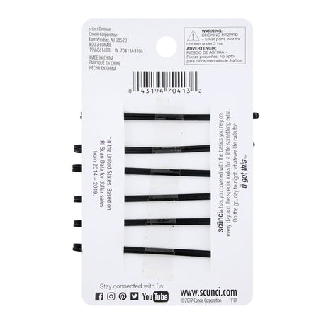 scünci Open-Center Shaped Bobby Pins - Matte Black, 6 count-043194704132-LR-348450-2-LR eShop