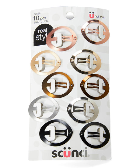 scünci Oval Open Center Snap Clips - Assorted Metals, 10 count-043194326587-LR-335021-1-LR eShop