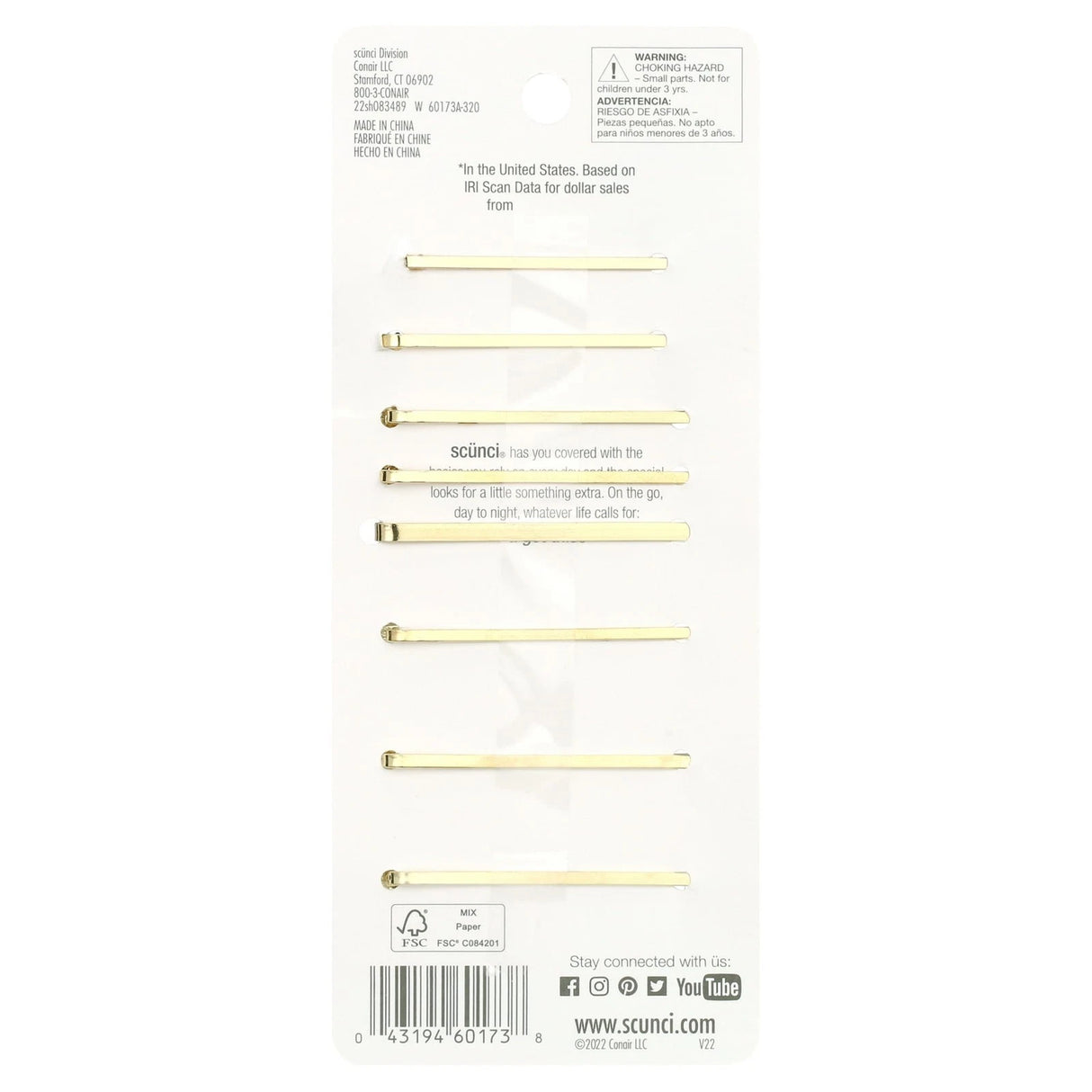 scünci Pearl Embellished Metal Bobby Pins - Gold, 8 count-043194601738-LR-350141-4-LR eShop