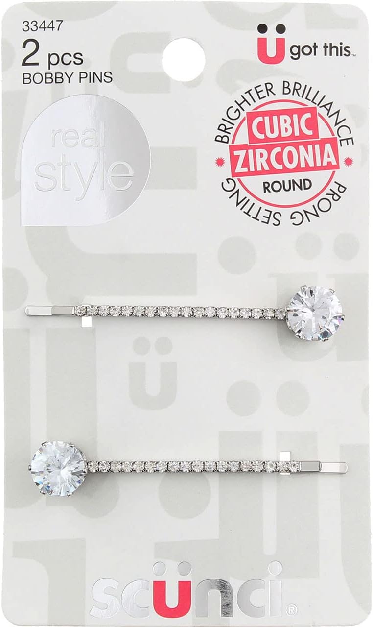 scünci Real Style Bobby Pins with Cubic Zirconia Stones, 2 count-043194334476-LR-335051-1-LR eShop