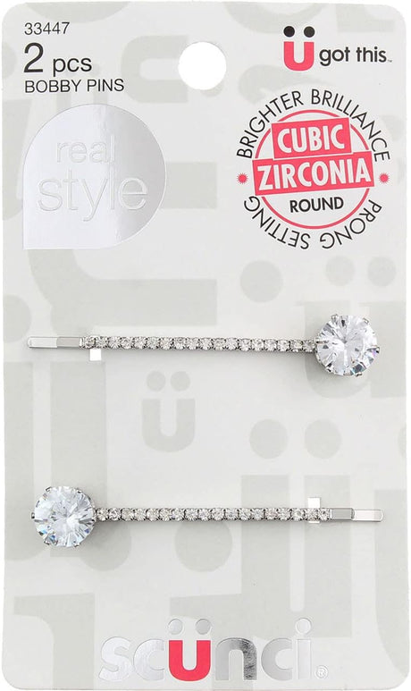 scünci Real Style Bobby Pins with Cubic Zirconia Stones, 2 count-043194334476-LR-335051-1-LR eShop