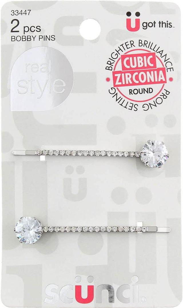 scünci Real Style Bobby Pins with Cubic Zirconia Stones, 2 count-043194334476-LR-335051-1-LR eShop