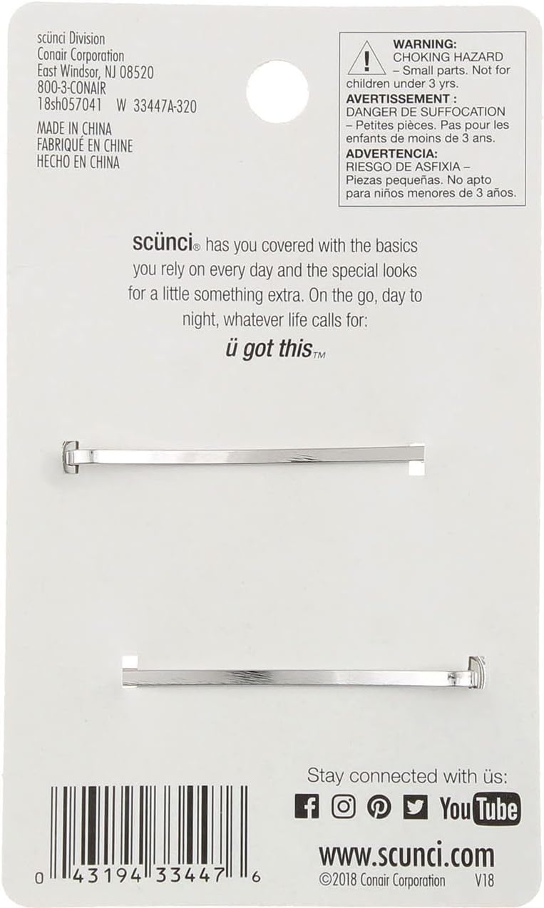 scünci Real Style Bobby Pins with Cubic Zirconia Stones, 2 count-043194334476-LR-335051-2-LR eShop