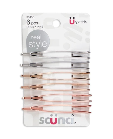 scünci Real Style Open Metal Bobby Pins - Assorted Metals, 6 count-043194334537-LR-333725-1-LR eShop