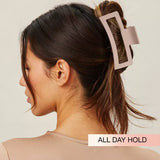 Scünci Recycled Large Open Rectangle Claw Clip for Thick Hair - Matte Beige-043194601479-LR-354158-3-LR eShop