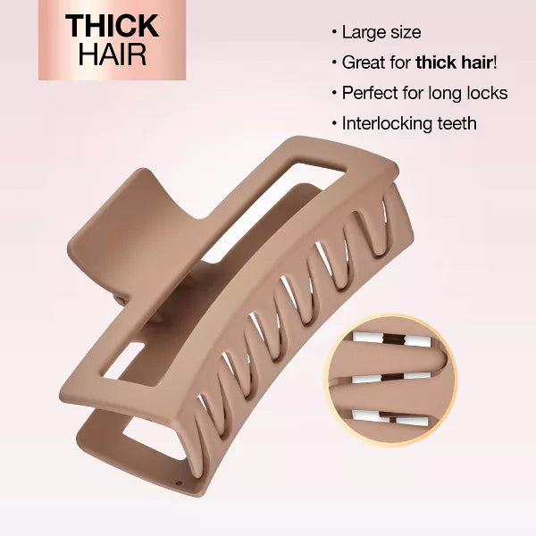 Scünci Recycled Large Open Rectangle Claw Clip for Thick Hair - Matte Beige-043194601479-LR-354158-5-LR eShop