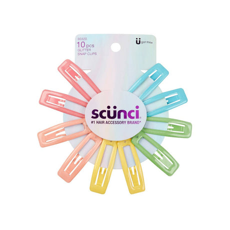 scünci Square Glitter Snap Clips - Assorted Pastels, 10 count-043194603206-LR-365117-1-LR eShop