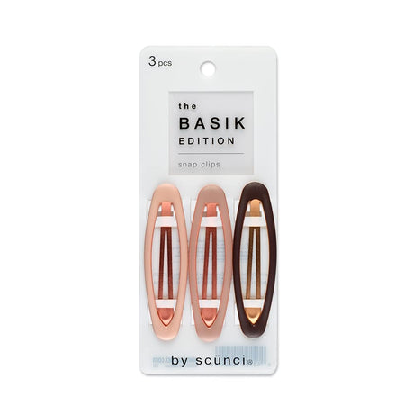 scünci The Basik Edition Matte Enamel Snap Hair Clips - Neutral Tones, 3 count-043194708048-LR-339174-1-LR eShop
