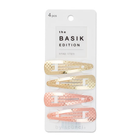 scünci The Basik Edition Textured Snap Clips - Gold and Rose Gold, 4 count-043194708031-LR-339175-1-LR eShop