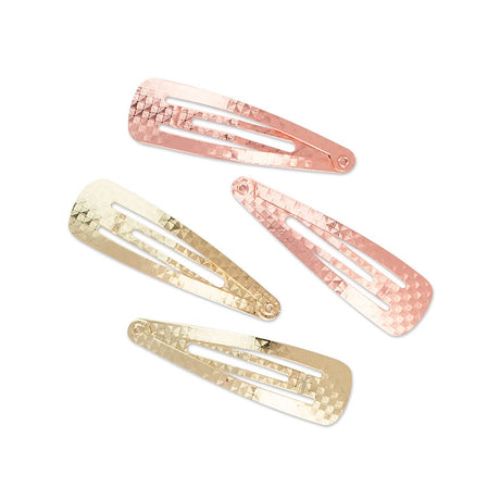 scünci The Basik Edition Textured Snap Clips - Gold and Rose Gold, 4 count-043194708031-LR-339175-2-LR eShop