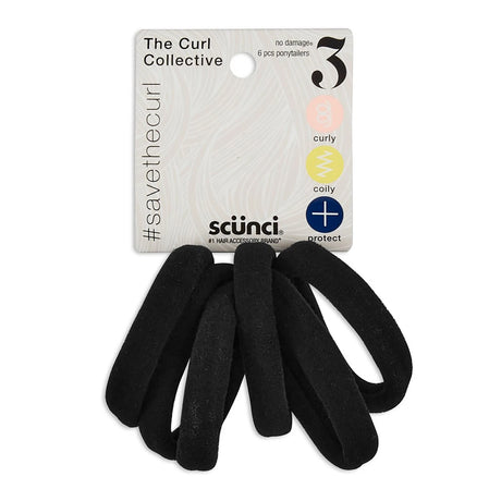 scünci The Curl Collective 3 Curly Hair Spiral Ponytailers - Black, 4 count-043194352746-LR-342222-1-LR eShop