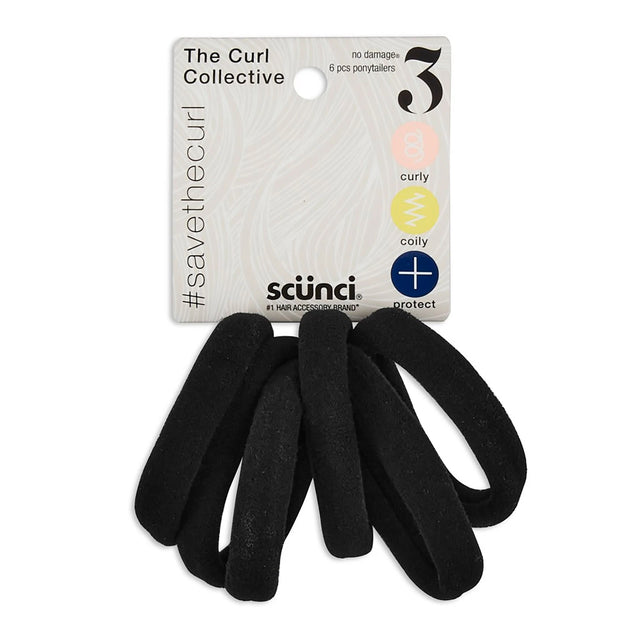 scünci The Curl Collective 3 Curly Hair Spiral Ponytailers - Black, 4 count-043194352746-LR-342222-1-LR eShop