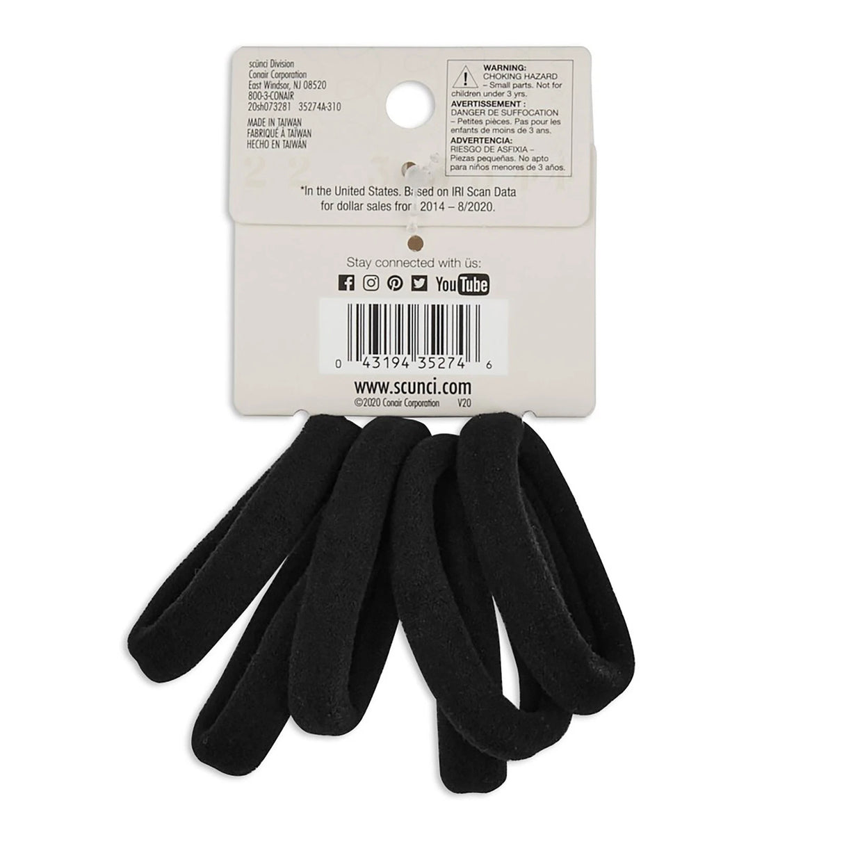 scünci The Curl Collective 3 Curly Hair Spiral Ponytailers - Black, 4 count-043194352746-LR-342222-3-LR eShop