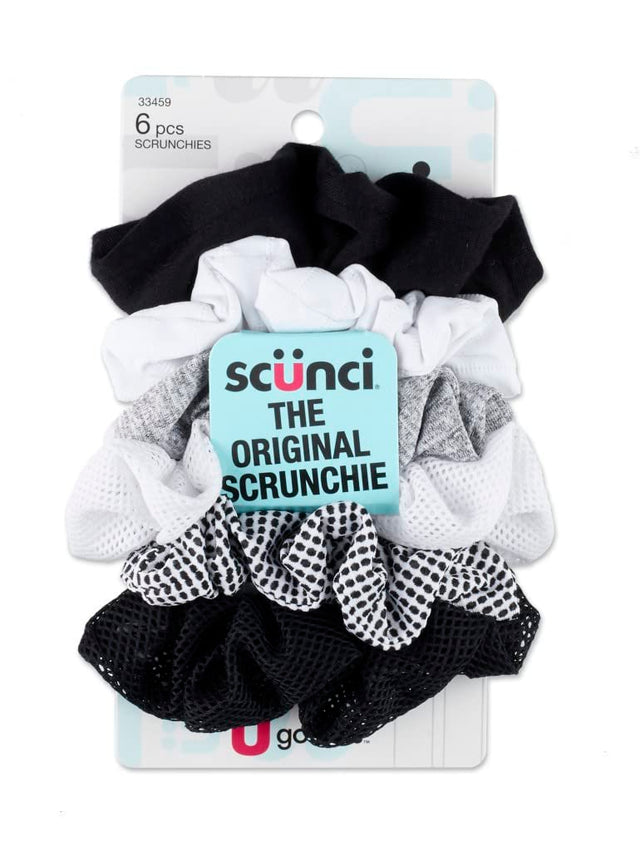 scünci The Original Scrunchie Mixed Texture Twisters - Black White and Gray, 6 count-043194334599-LR-335053-1-LR eShop