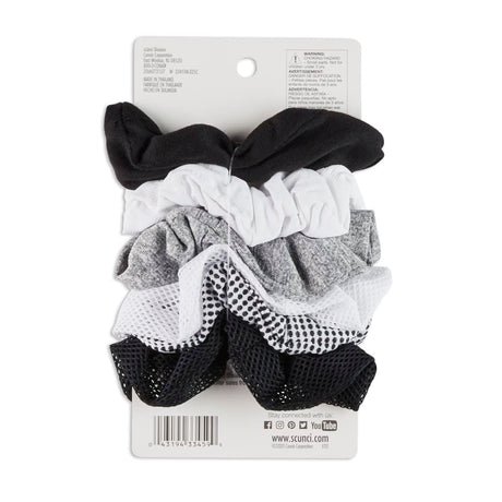 scünci The Original Scrunchie Mixed Texture Twisters - Black White and Gray, 6 count-043194334599-LR-335053-2-LR eShop