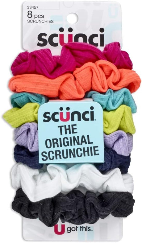 scünci The Original Scrunchie Small Ribbed Scrunchies - Assorted Colors, 8 count-043194334575-LR-333720-1-LR eShop