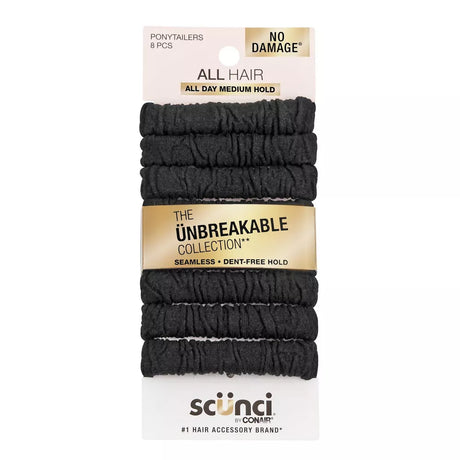 scünci The Unbreakable Collection All Hair Comfy Ponytailers - Black, 8 count-043194103133-LR-354162-1-LR eShop